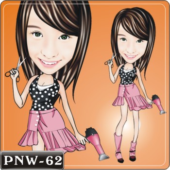 女生人像Q版漫畫PNW-62(美髮師)